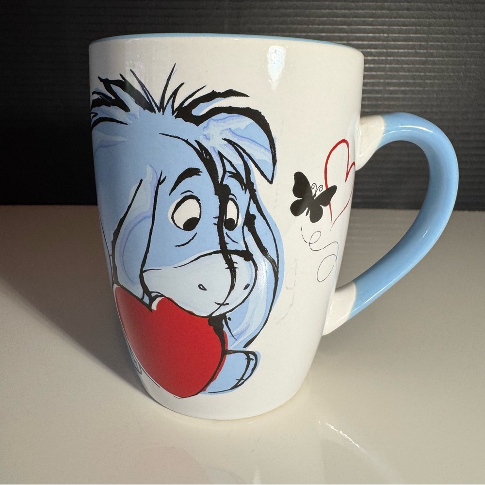 Eeyore Disney Mug with Heart and Butterfly Love, Eeyore